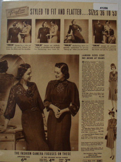 Sears Womens Trimline Dresses 1938 Ad