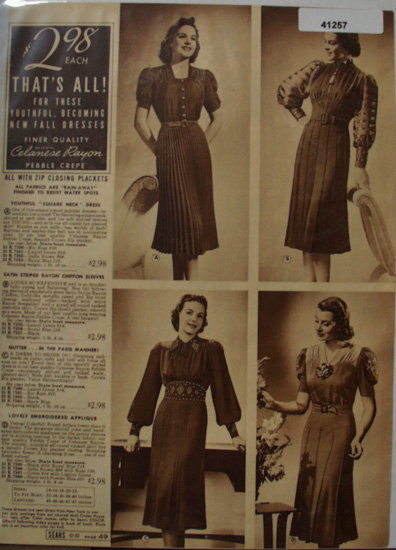 Sears Womens Celanese Rayon Dresses 1938 Ad