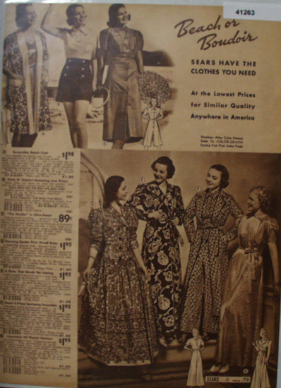 Sears Womens Beach Or Boudoir Clothes 1938 Ad