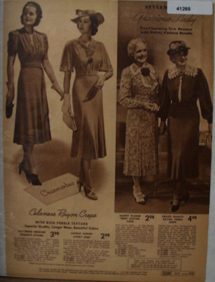 Sears Womens And Gracious Lady Dresses 1938 Ad