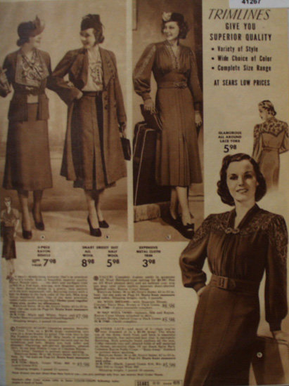 Sears Womens Trimlines Dresses 1938 Ad