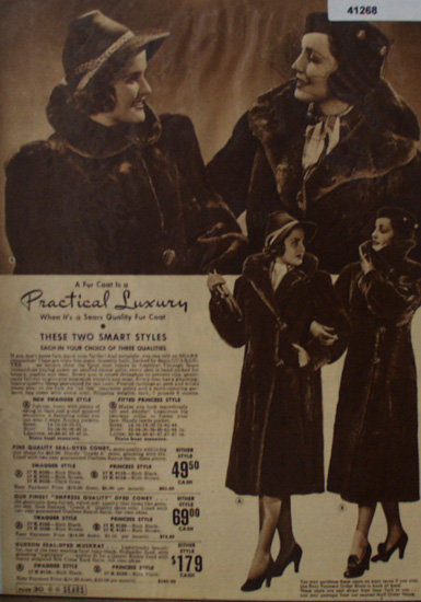 Sears Womens Fur Coats 1938 Ad