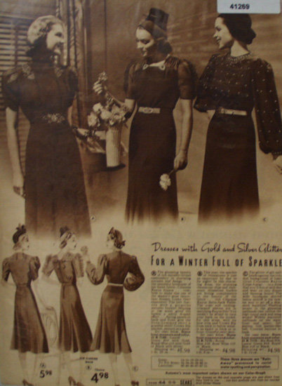 Sears Womens Dresses With Glitter 1938 Ad