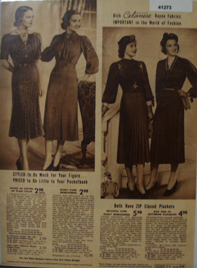Sears Dresses In Celanese Fabrics 1938 Ad