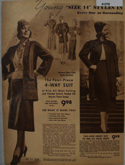 Sears Womens Four Piece Dress 1938 Ad