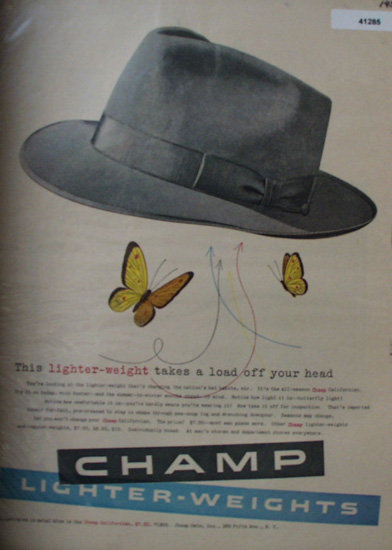 Champ Mens Hat 1953 Ad