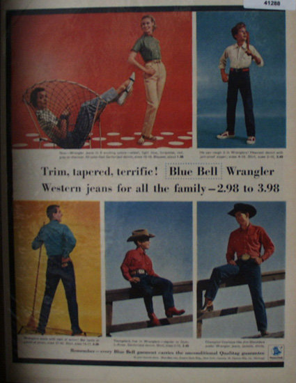 Blue Bell Wrangler Western Jeans 1956 Ad