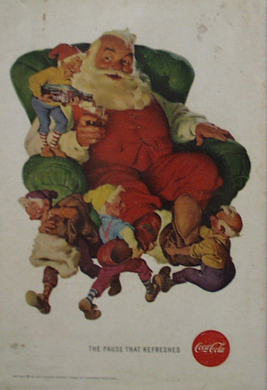 Coca Cola Santa and Elfs 1960 Ad