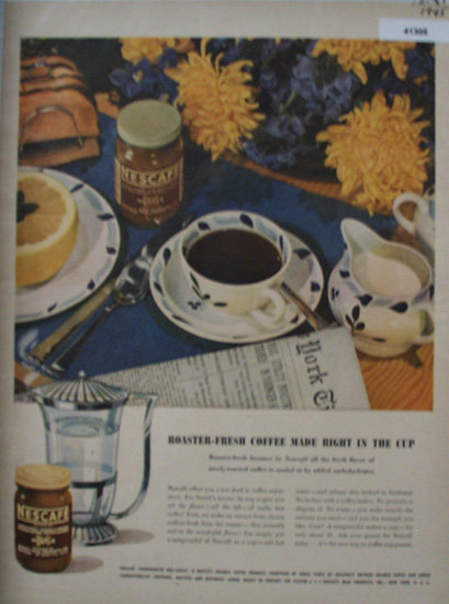 Nescafe Soluble Coffee 1945 Ad