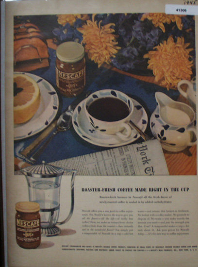 Nescafe Soluble Coffee 1945 Ad