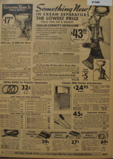 Sears Farm Related Cream Separators 1935 Ad