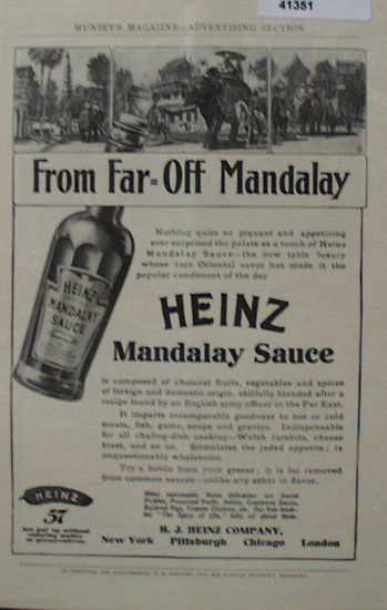 Heinz Mandalay Sauce Pre 1910 Ad