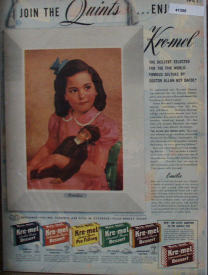 Kre Mell Dessert Emilie Of The Quints 1941 Ad
