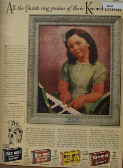 Kre Mel Dessert Annette One Of The Quints 1941 Ad