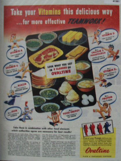 Ovaltine Vitamins 1944 Ad