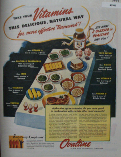 Ovaltine Vitamins 1944 Ad