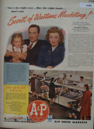 A And P Super Markets 1944 Ad
