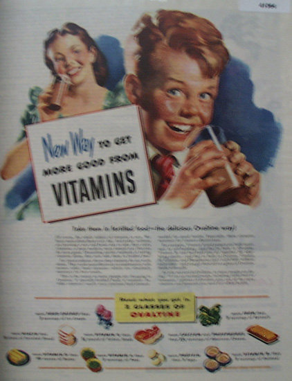 Ovaltine Vitamins 1945 Ad