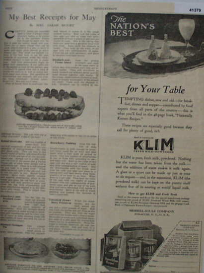 Kilm Fresh Milk Powdered 1923 Ad