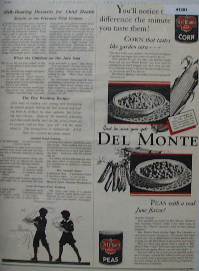 Del Monte Vegetables 1931 Ad