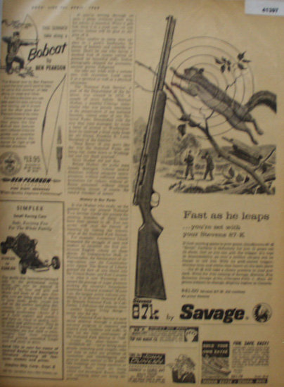 Stevens 87K By Savage Rifle 1960 Ad