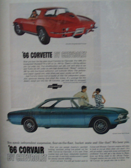 Chevrolet Corvair And Corvette 1965 ad