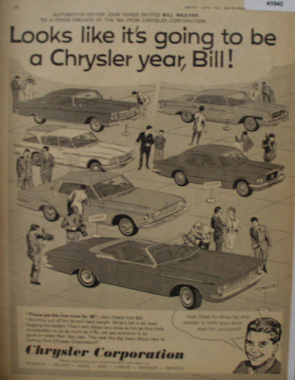 Chrysler Corporation Bill Weaver Preview 1961 Ad