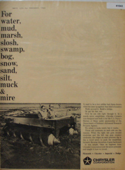 Chrysler Corporation Amphibian 1964 Ad