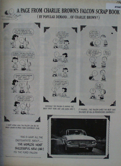 Ford Falcon And Charlie Brown 1960 Ad