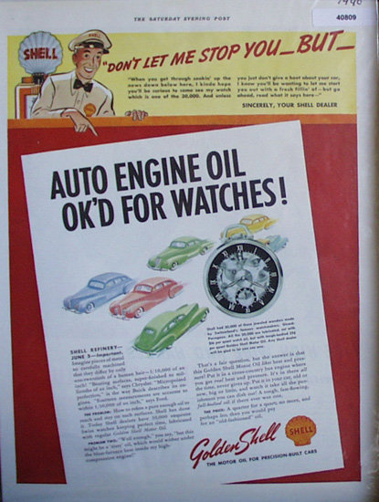 Golden Shell Motor Oil 1940 Ad