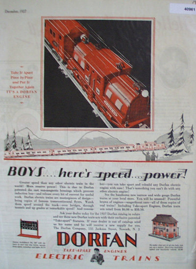 Dorfan Electric Trains 1927 Ad