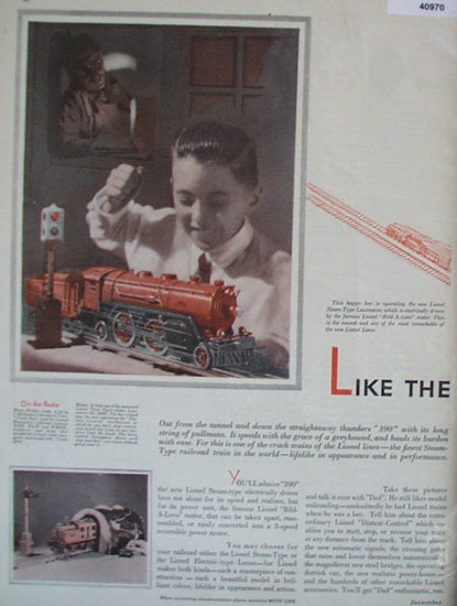 Lionel Electric Trains 1929 Ad