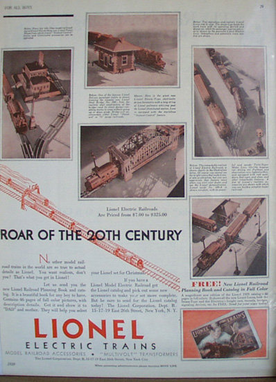 Lionel Electric Trains 1929 Ad