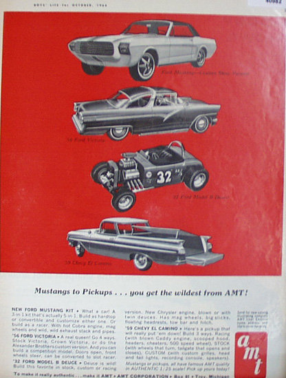 AMT Model Car Kits 1964 Ad Ford Mustang