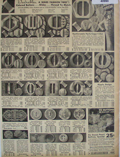 Sears Sewing Needs 1936 Ad buttons and slides