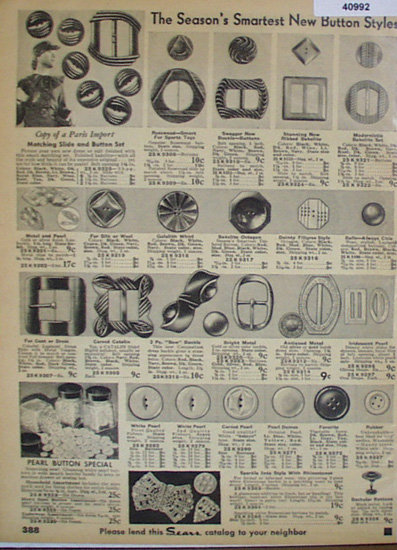 Sears Buttons and Belt Buckles 1936 Ad belt buckles
