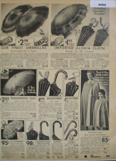 Sears Umbrellas And Rain Capes 1936 Ad