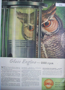 Shell Oil Glass Engine 1946 Ad owl