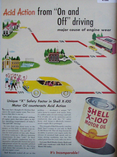 Shell X 100 Motor Oil 1949 Ad cartoon