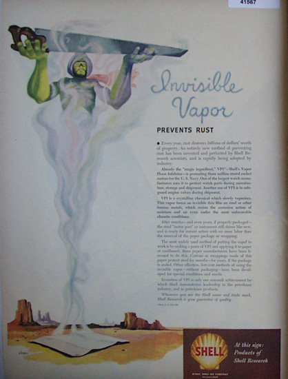 Shell Research Invisible Vapor 1949 Ad Genie