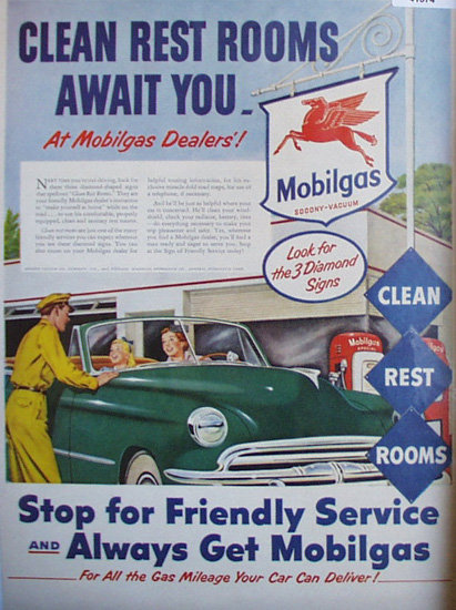Mobilgas Friendly Service 1952 Ad woman at gas station