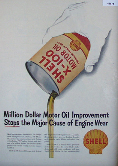 Shell X 100 Motor Oil 1952 Ad engine ware