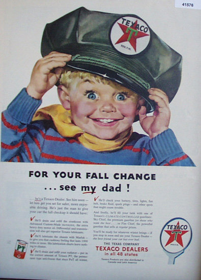 The Texas Co. Texaco 1953 Ad blue eyed boy