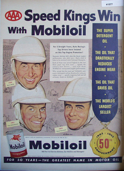 Mobiloil Speed Kings 1953 Ad top drivers