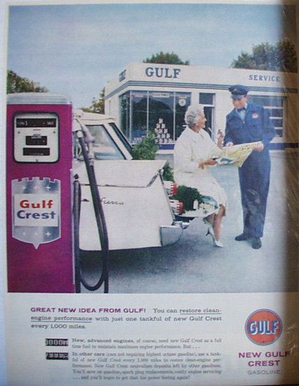 New Gulf Crest Gasoline 1958 Ad