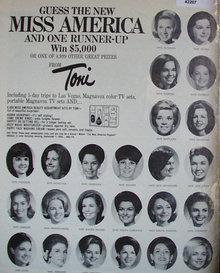 Toni Hair Products Miss America Sweepstakes 1968 Ad