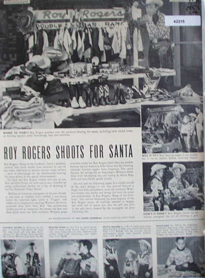 Roy Rogers with Merchandise 1953 Ad.models western ware