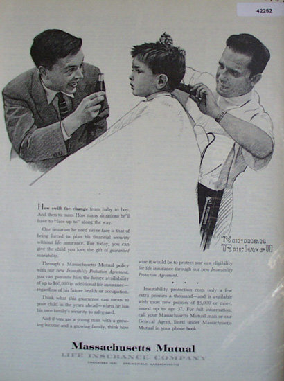Massachusetts Mutual Life Insurance Co. 1959 Ad Norman Rockwell