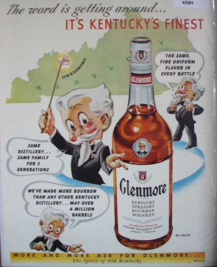 Glenmore Bourbon Whiskey 1950 Ad