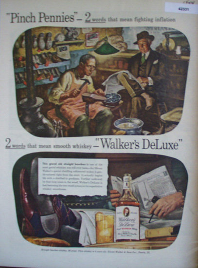 Walkers Deluxe Bourbon Whiskey 1944 Ad